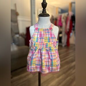 Oshkosh vintage multicolor color pink plaid overalls dress size 9 months